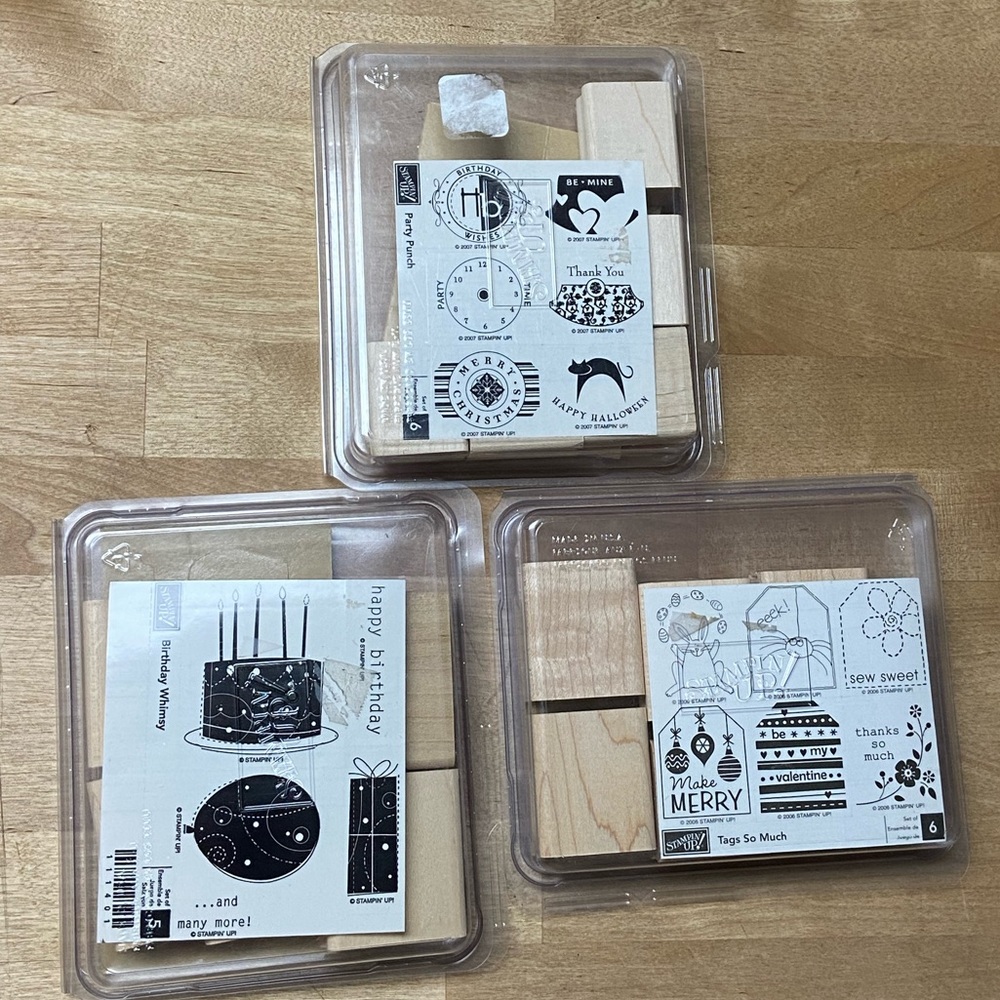 NWT 3 Stampin’ Up stamp sets scrapbooking card making unmounted happy birthday